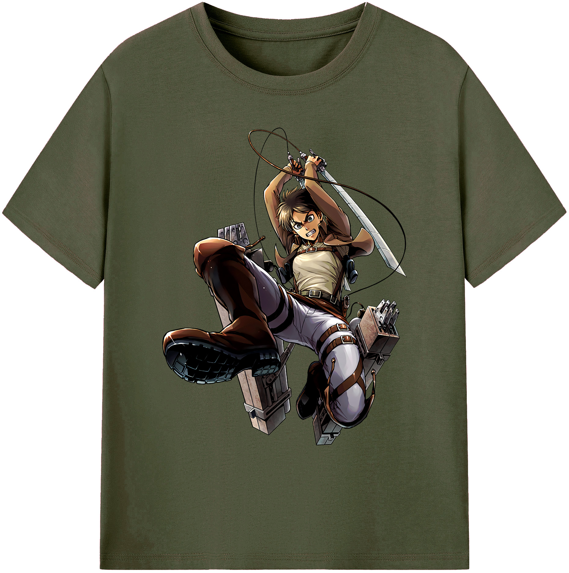 （画像用） 進撃の巨人 エレン･イェーガー Attack on Titan Eren Jäger 綿100％ メンズ半袖Tシャツ｜肌触りやわらか＆通気性